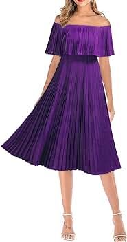 Mmondschein Women's Vintage Off Shoulder Evening Casual Party Chiffon Maxi Dress | Amazon (US)