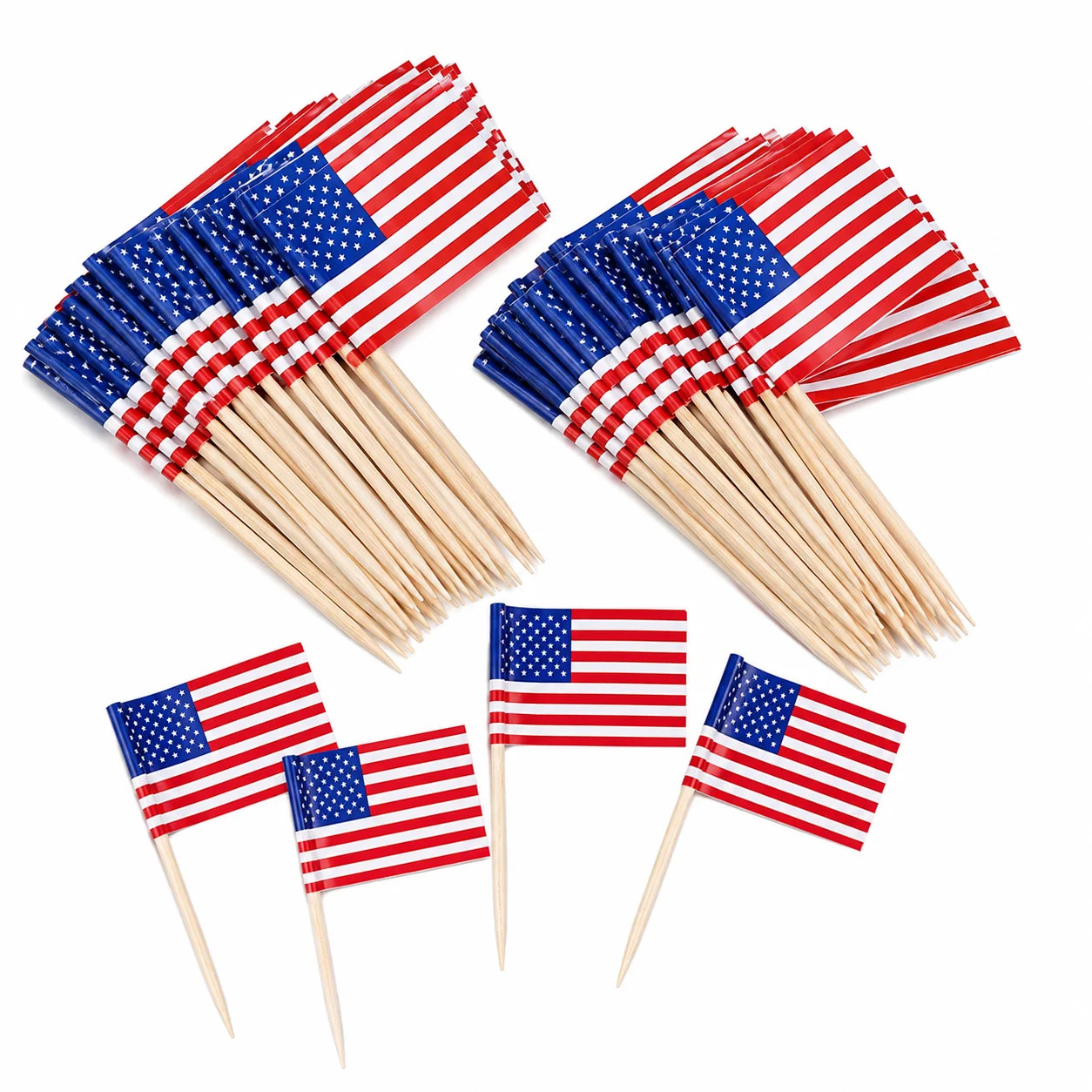 SIYTUAU Us Flag Picks 100 Pack 2.5 Inch Wooden Cocktail Toothpicks For Sandwiches Appetizers Cupc... | Walmart (US)