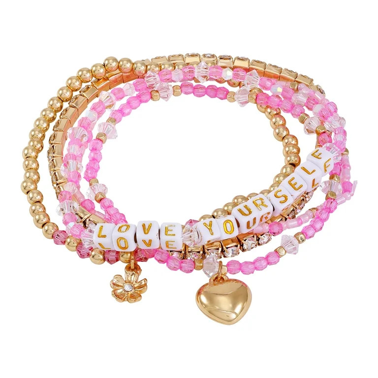 No Boundaries Beaded Women's and Teen 5pc Word Stretch Bracelet Set | Walmart (US)