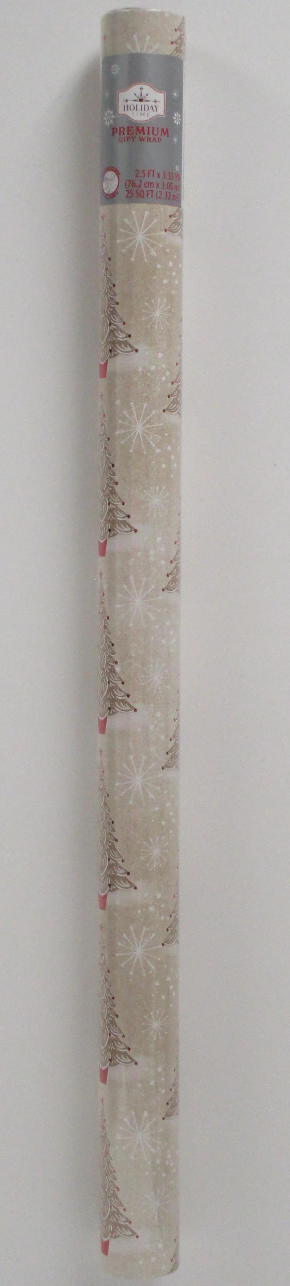 Beige Snowy Christmas Trees Premium Kraft Wrapping Paper, 25 sq ft, by Holiday Time | Walmart (US)