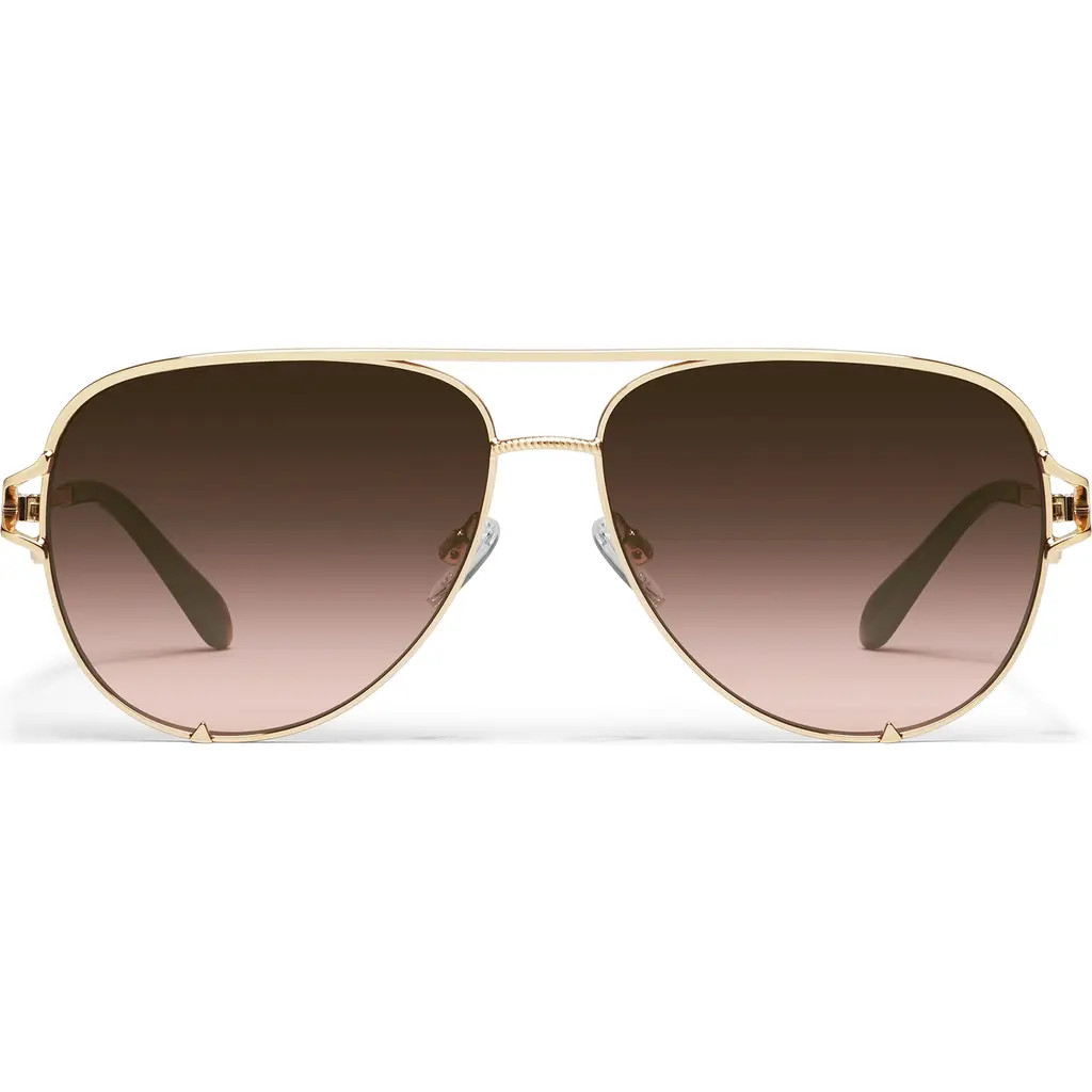 QUAY High Key Twist 60mm Gradient Aviator Sunglasses in Gold/Brown Rose at Nordstrom | Nordstrom