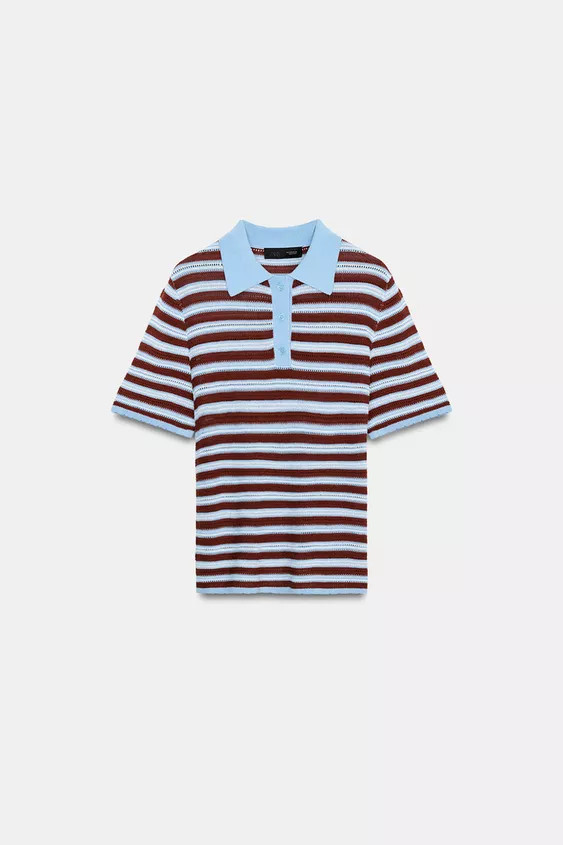 STRIPED KNIT POLO SHIRT | Zara UK