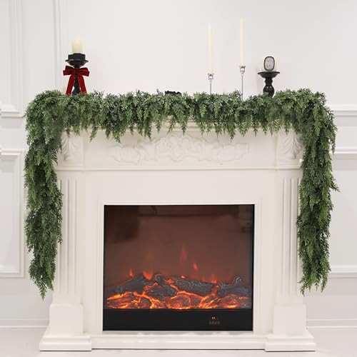 2PCS Artificial Cedar Garland for Christmas Decoration - Realistic Winter Greenery Garland for Mantel, Fireplace, Table, Door, Holiday Indoor Outdoor Decor 6FT | Amazon (US)