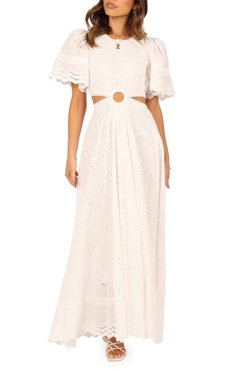 Merletto Short Sleeve Cutout Eyelet Maxi Dress | Nordstrom