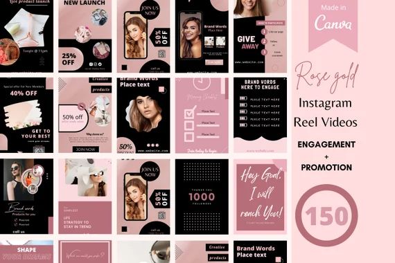 Rose gold Instagram Reels Templates| YouTube shorts| TikTok Video Content| promotion videos mp4 |... | Etsy (CAD)