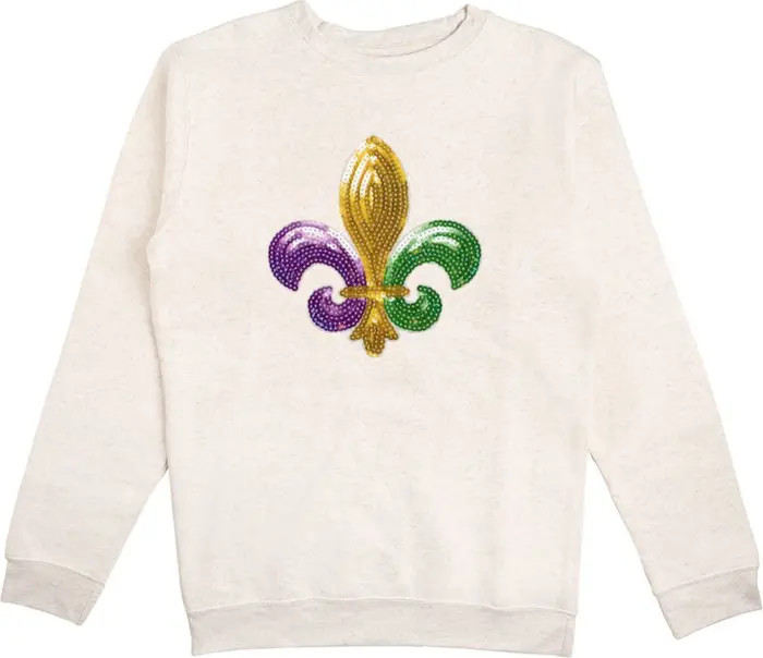 Sweet Wink Mardi Gras Fleur De Lis Patch Adult Sweatshirt | Nordstrom | Nordstrom
