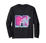Classic MTV Pink And Blue Neon Logo Long-Sleeve T-Shirt | Amazon (US)