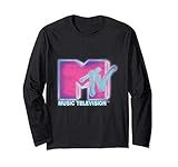 Classic MTV Pink And Blue Neon Logo Long-Sleeve T-Shirt | Amazon (US)