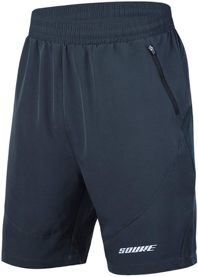 Souke Sports Men's Workout Running Shorts Quick Dry Athletic Performance Shorts Black Liner Zip P... | Amazon (US)