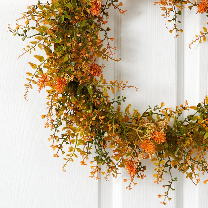 21” Autumn Fern Artificial Wreath | Plow & Hearth