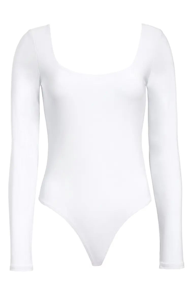 Double Scoop Long Sleeve Thong Bodysuit | Nordstrom