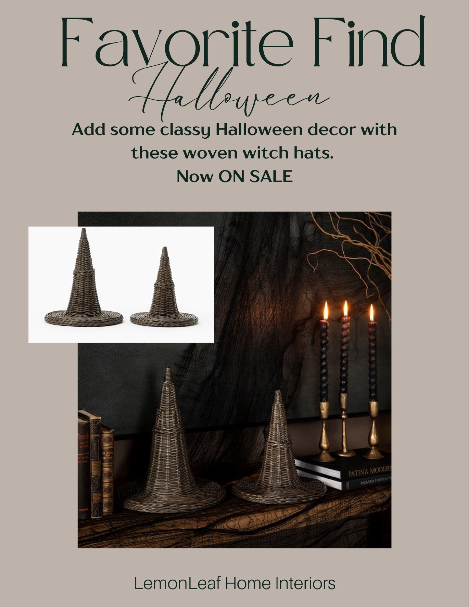 Such a classy Halloween decor find. These woven witch hats come as a set and are just the right touch for the spooky season. From McGee and co

#LTKSeasonal #LTKsalealert #LTKhome