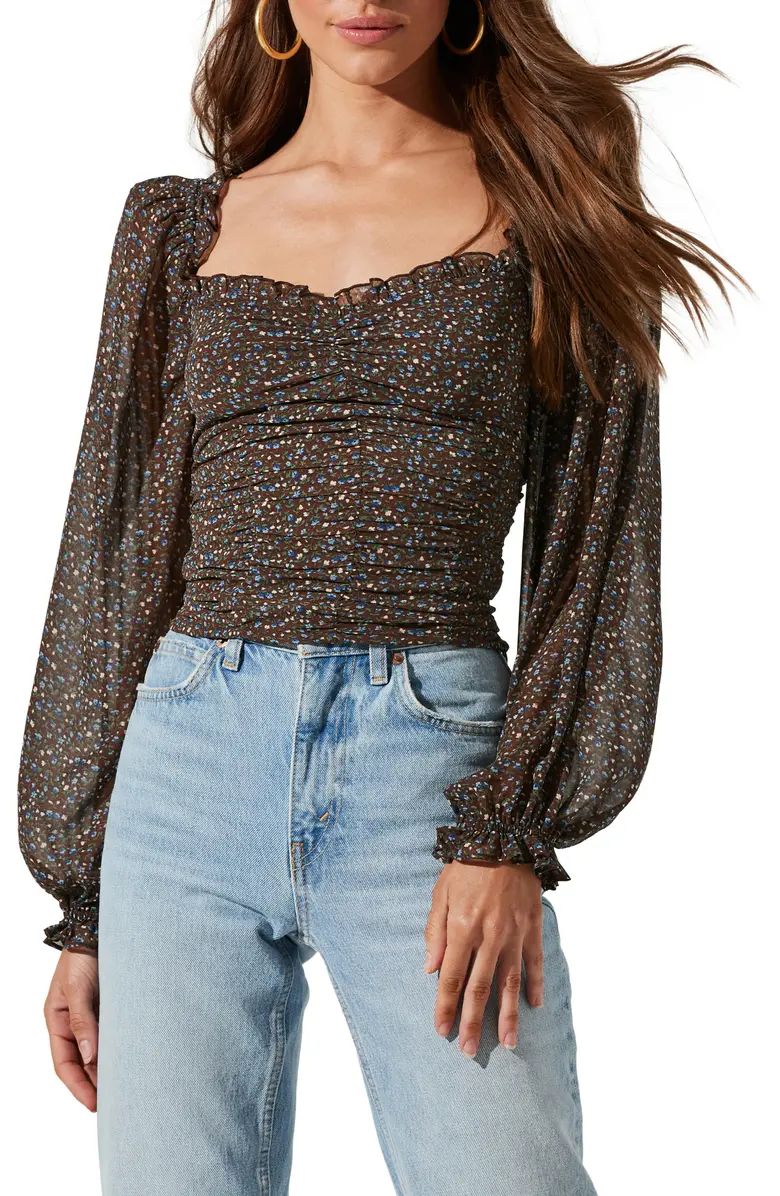 Floral Ruched Sweetheart Neck Top | Nordstrom