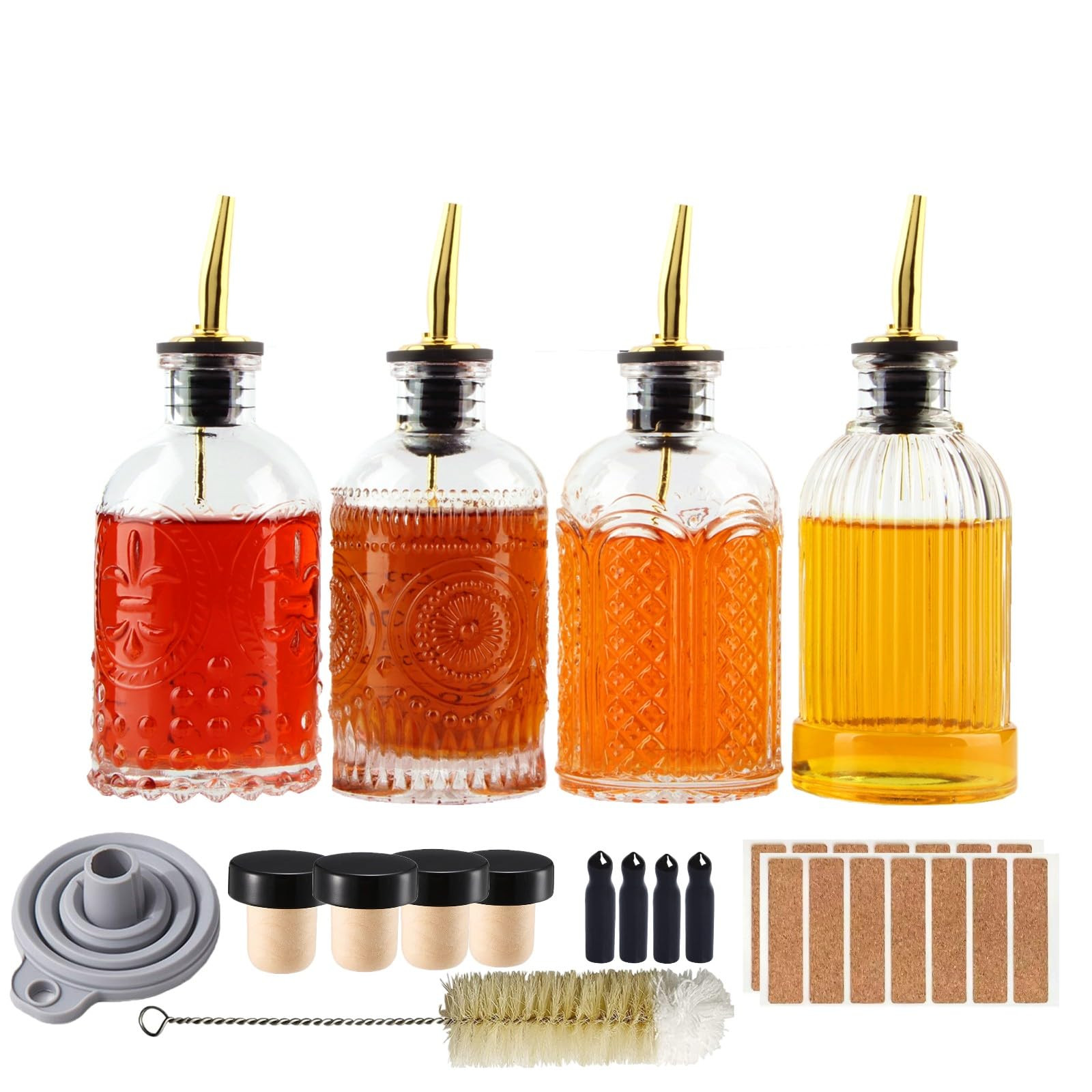 Syrup Dispenser Bottles Set, 4 Pack 7 OZ Bottles With Metal Pour Spout and Labels for Syrups, SC0... | Amazon (US)