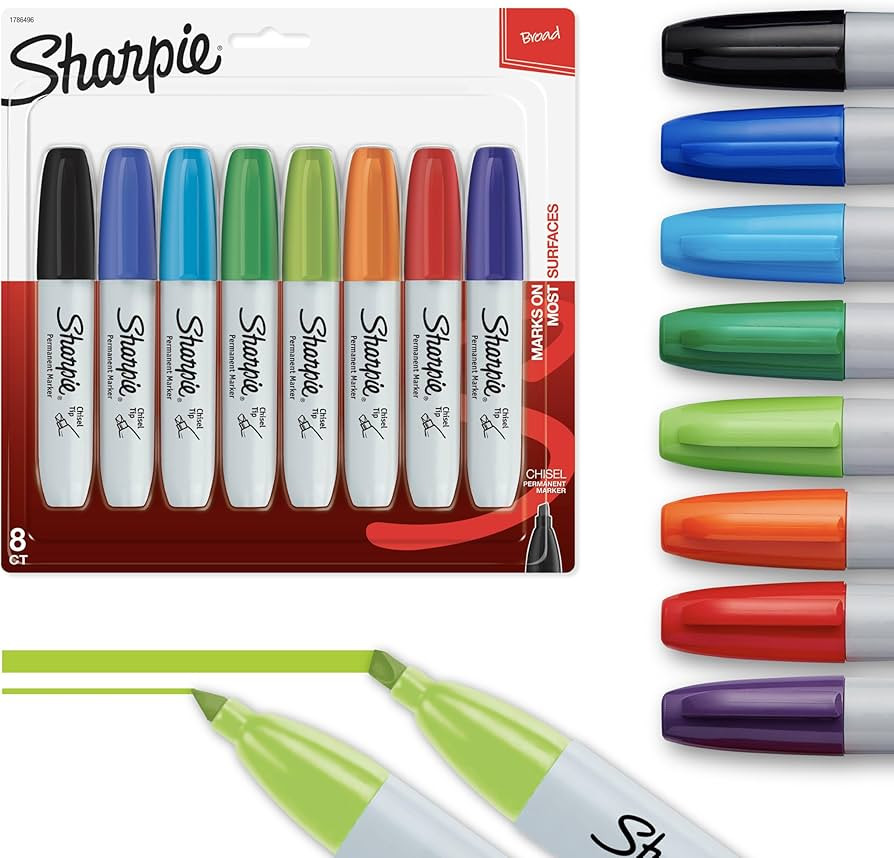 Sharpie Permanent Markers, Chisel Tip Marker Set, Poster Markers, Markers For Wood, Plastic, And ... | Amazon (US)