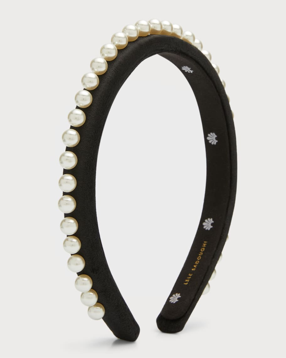 Gigi Pearly Velvet Headband | Neiman Marcus