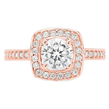 1.24 ct Brilliant Round Cut Real Genuine Natural Diamond VS1-VS2 I-J 18K Rose Gold halo Promise Wedding Statement Engagement Designer Ring size 7 | Walmart (US)