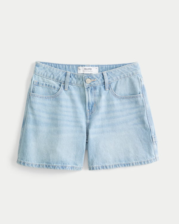 Low-Rise Medium Wash Baggy Denim Shorts 5" | Hollister (US)