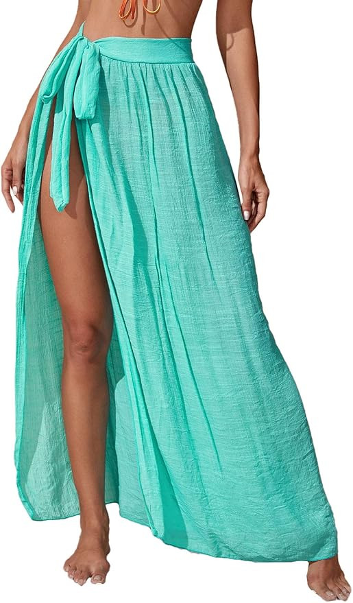 Floerns Women's Sheer Beach Swimwear Cover Up Wrap Skirt | Amazon (US)