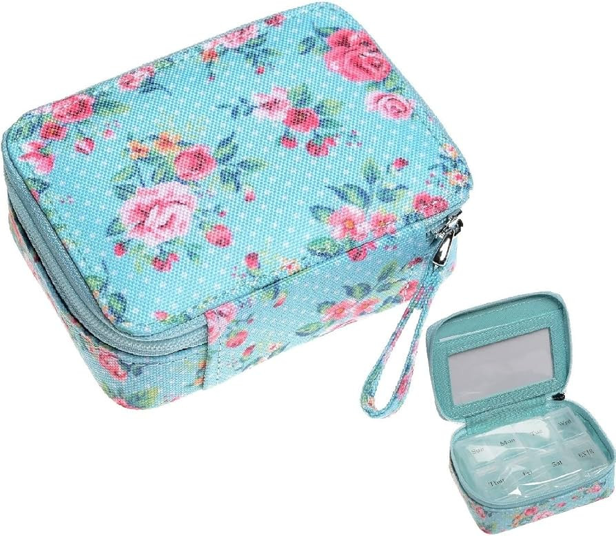 Pill Organizer Case, Weekly Pill Box Compact Size for Vitamin and Supplement Holder, 7-Day Travel... | Amazon (US)