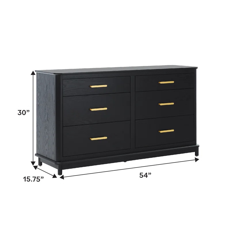 Contemporary Solid Wood 6-Drawer Dresser with Easy Assembly Drawer | Wayfair North America