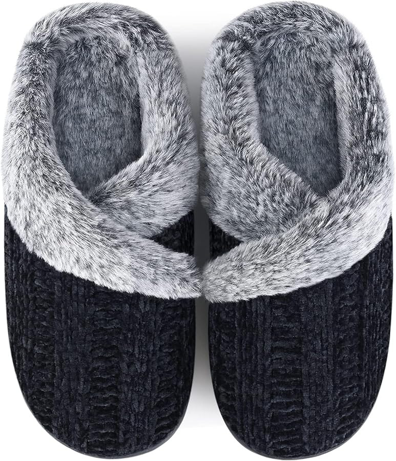 Slippers for Women Fuzzy House Slip on Indoor Outdoor Bedroom Furry Fleece Lined Ladies Comfy Mem... | Amazon (US)
