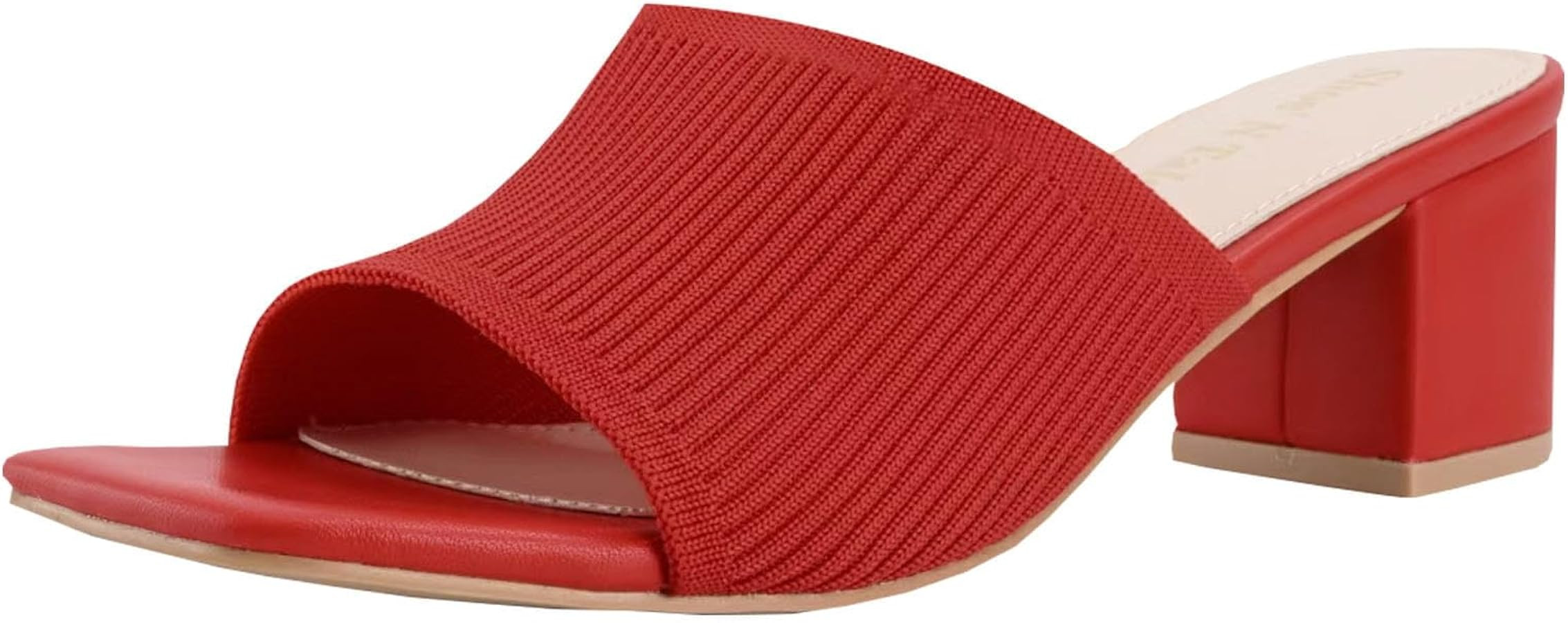 Shoe'N Tale Heeled Sandals For Women Square Open Toe Heeled Mules Chunky Block Low Heel Slip On S... | Amazon (US)