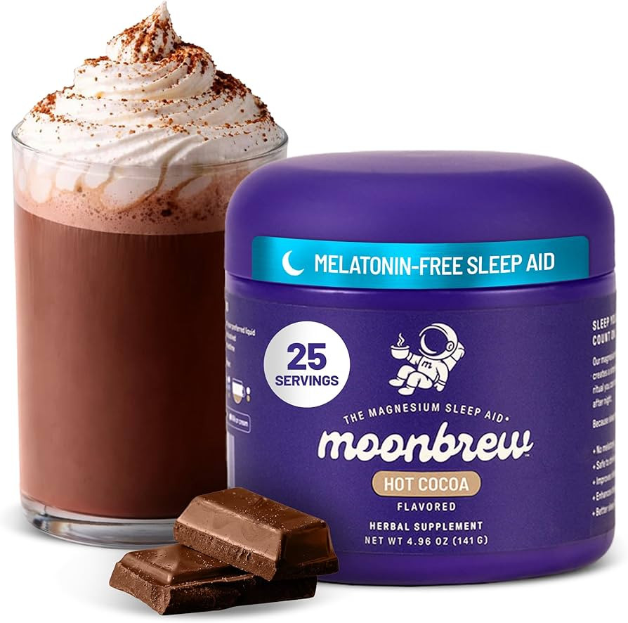 MoonBrew Nighttime Magnesium Hot Cocoa Jar, Natural Sleep Aid Drink Mix for Adults - Calming Mela... | Amazon (US)