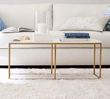 Delaney 40.5" Rectangular Marble Coffee Table | Pottery Barn (US)