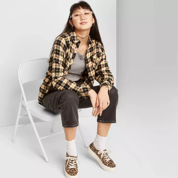 Women's Plaid Long Sleeve Oversized Button-Down Shirt - Wild Fable™ | Target