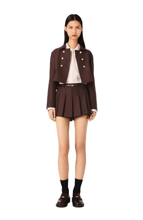 maje Short double-breasted jacket in Brown at Nordstrom, Size 42 Eu | Nordstrom