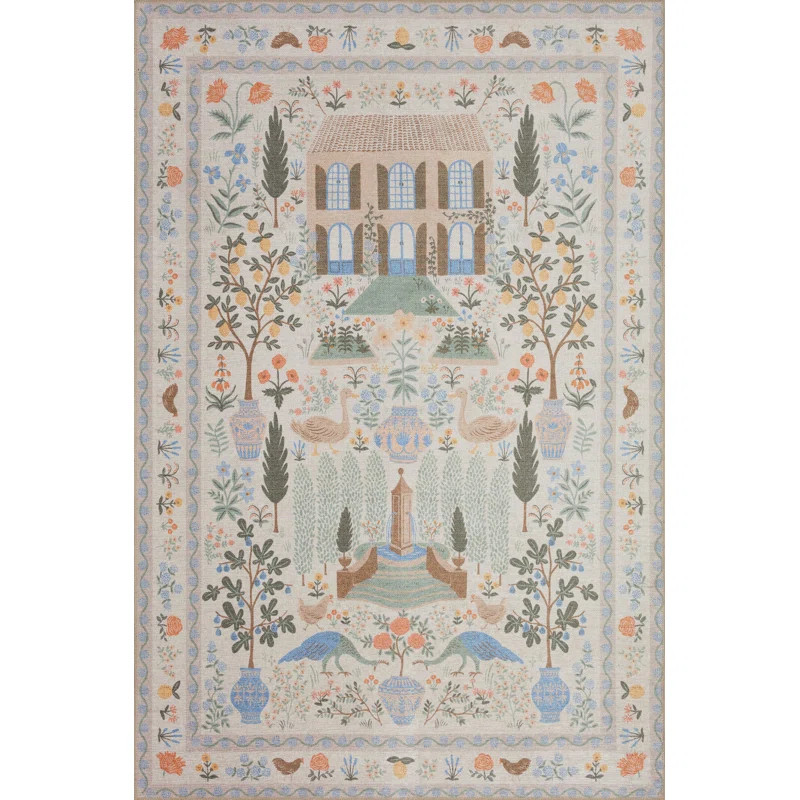 Rifle Paper Co. x Loloi Menagerie MEN-03 Camont Cream Rug | Wayfair North America