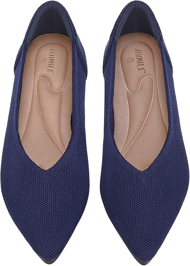 ATHMILE Pointed Toe Flats for Women Ultra-Comfortable Knit Ballet Flats Shoes for Women with Memo... | Amazon (US)