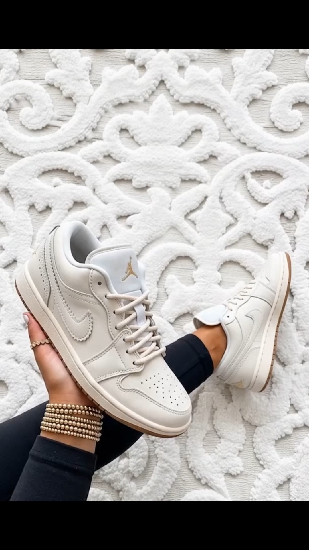 NIKE AIR JORDAN 1 LOW SE

🤍 If you’re looking for a sneaker that goes with literally everything, these are it. The creamy neutral colorway with the luxe gold Wings logo on the heel gives them such an elevated, chic look while still being super easy to wear every day. They’re perfect with denim, dresses, activewear, or your favorite matching set.

Fit: Runs true to size. If you have wider feet or prefer a little extra room, you may want to go up a half size.
