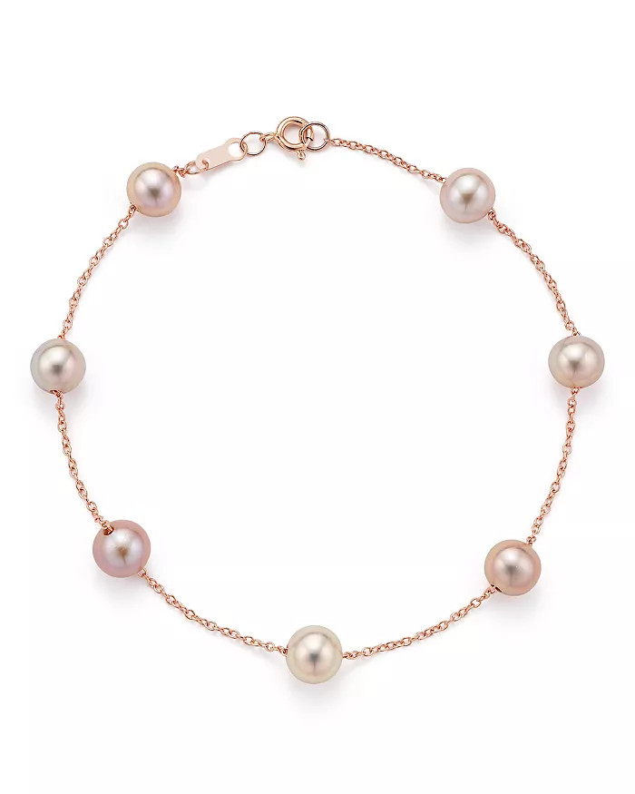Cultured Pink Freshwater Pearl Tin Cup Bracelet in 14K Rose Gold, 5.5mm  - 100% Exclusive | Bloomingdale's (US)