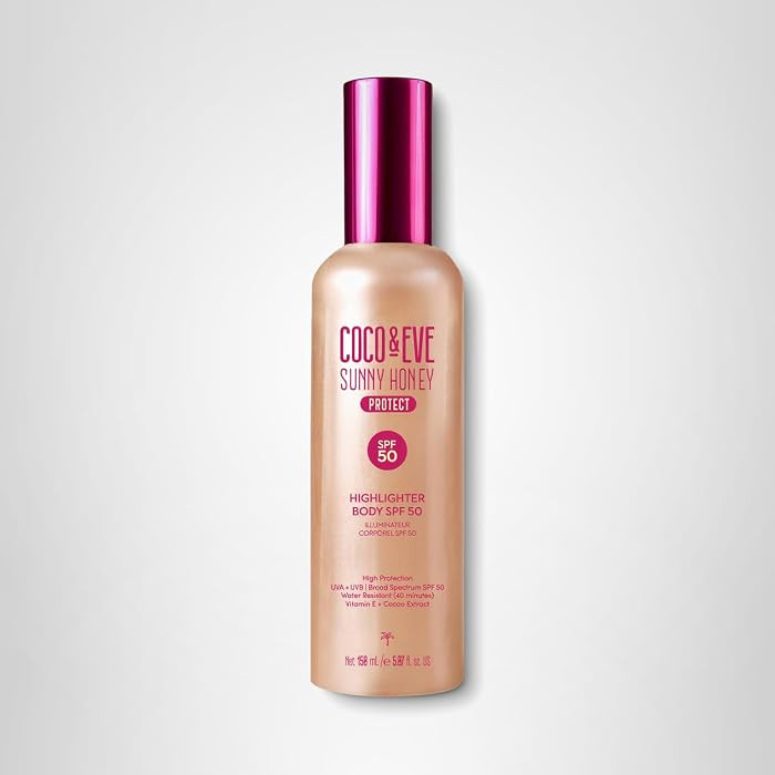 Coco & Eve Body Highlighter SPF 50 \u2013 Shimmer Sunscreen, Broad Spectrum Sun Protection, Light... | Amazon (US)