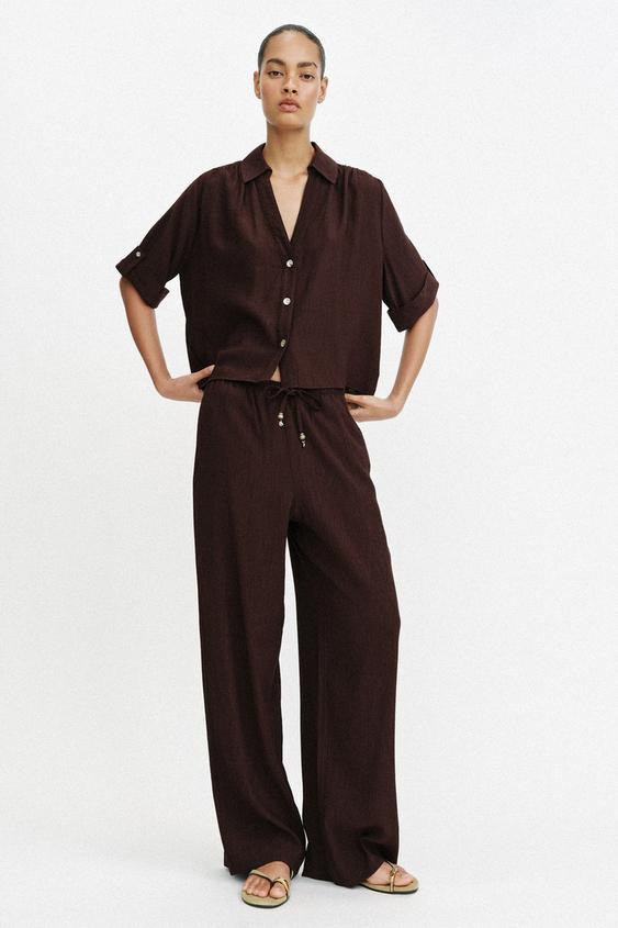 FLOWY STRAIGHT LEG PANTS | Zara US