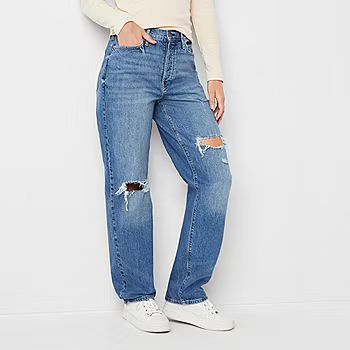 a.n.a Womens High Rise Straight Leg Loose Fit Jean | JCPenney