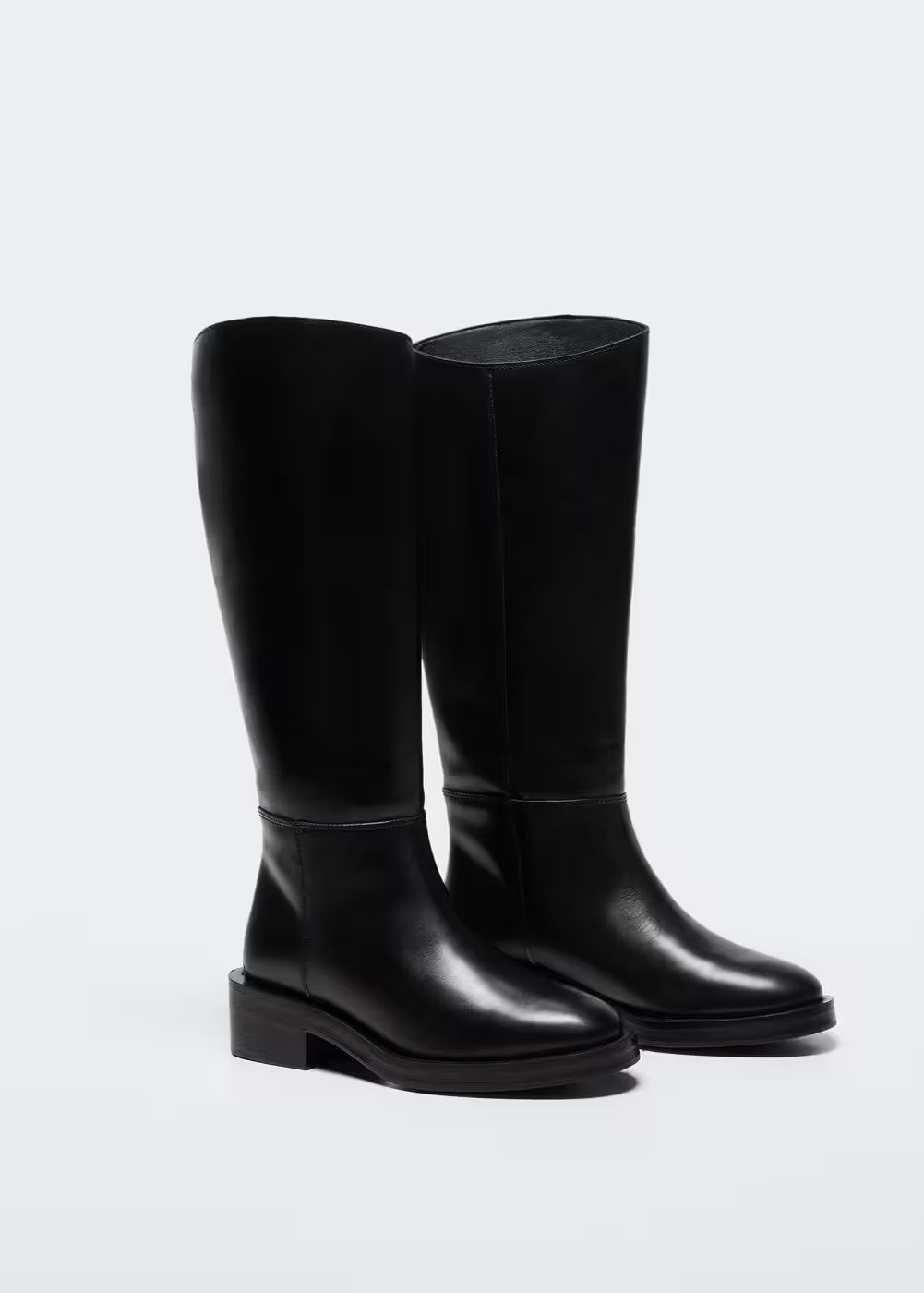 Leather boots with tall leg -  Women | Mango USA | MANGO (US)