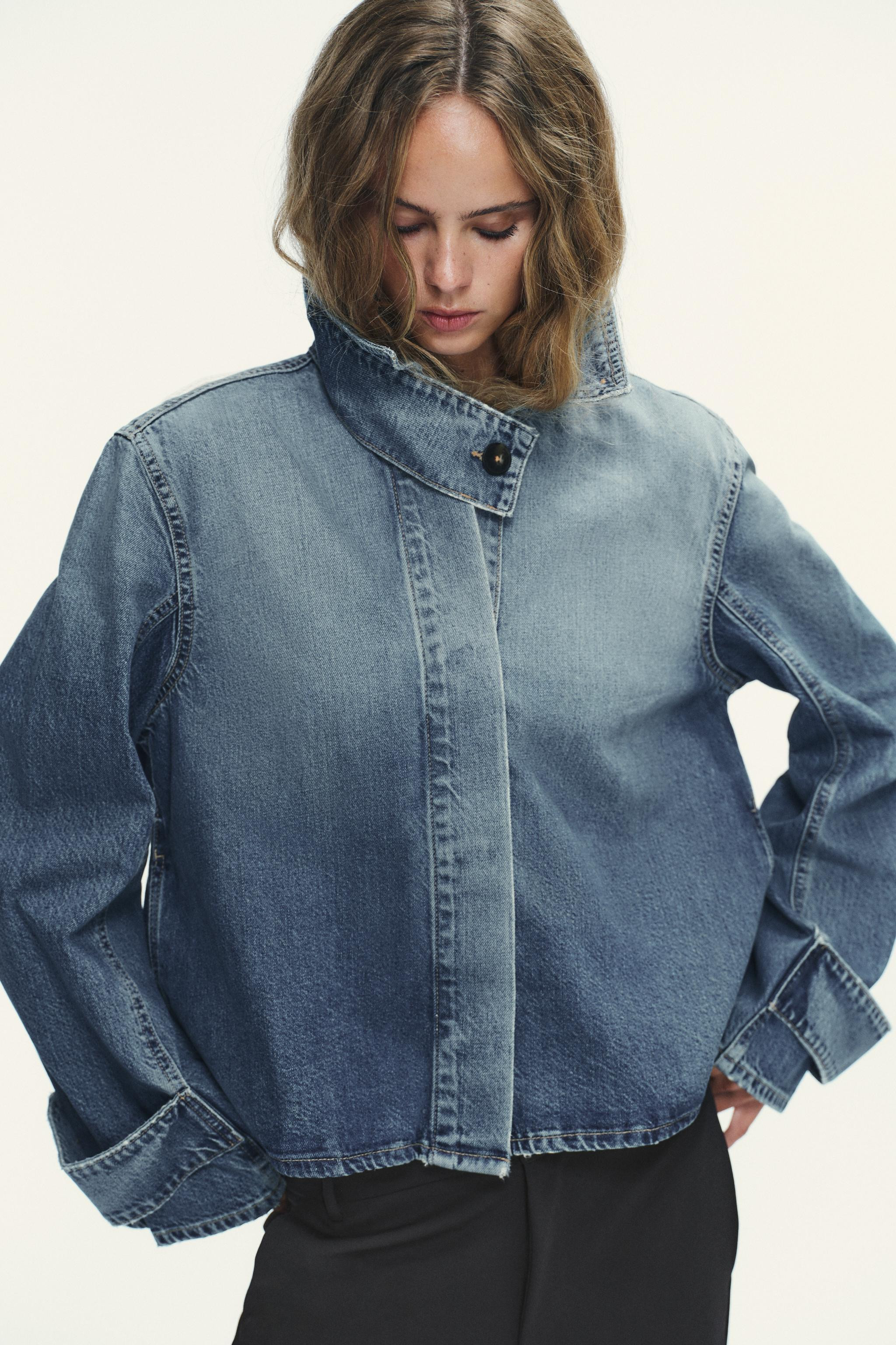 TRF HIGH COLLAR DENIM JACKET | Zara US