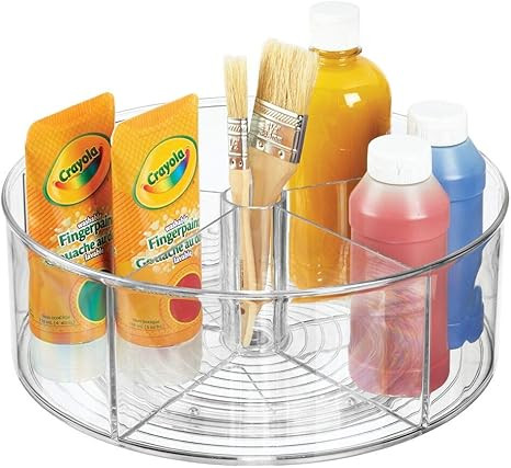 mDesign Deep Plastic Lazy Susan Turntable Storage Organizing Container - Divided Spinning Organiz... | Amazon (US)