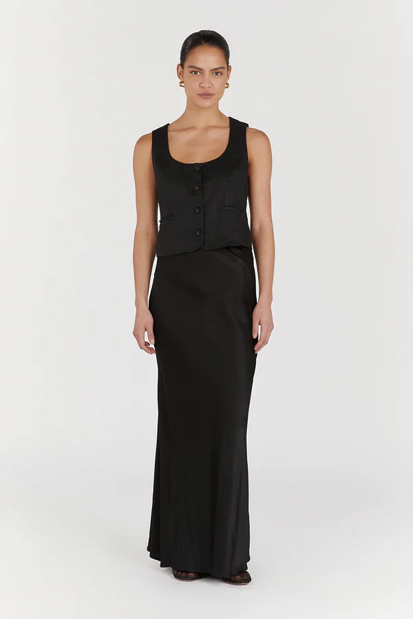 CHARLI BLACK SATIN MAXI SKIRT | DISSH