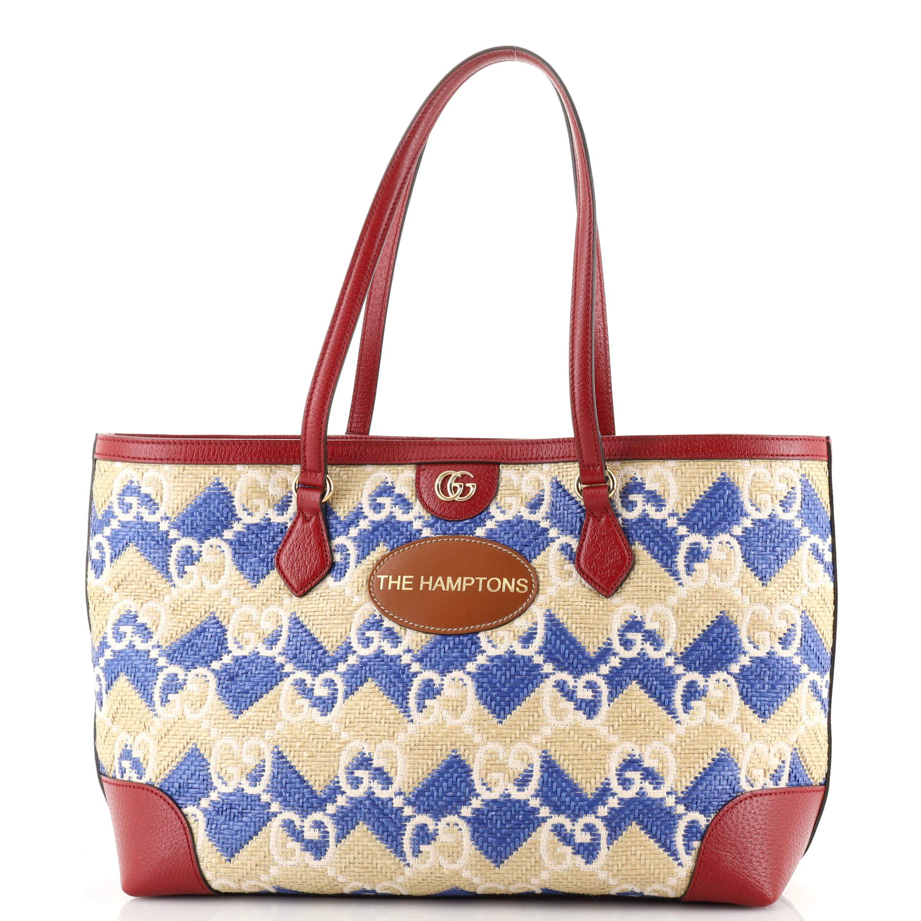 GUCCI The Hamptons Ophidia Shopping Tote Straw Effect GG Raffia Medium | Rebag