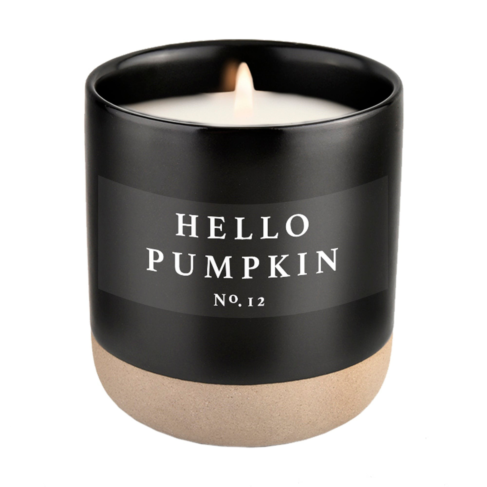 Hello Pumpkin Soy Candle - Black Stoneware Jar - 12 oz | Sweet Water Decor, LLC