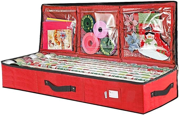 Primode Wrap Storage Bag for 40 Inch Wrapping Paper, Ribbon and Bows Organizer, 41”x 14”x 6 W... | Amazon (US)