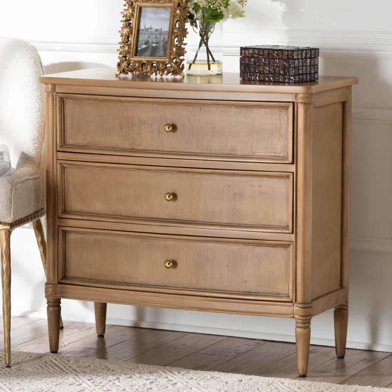 bali & pari Karmel Chest - 3-Drawer Storage Chest with Curved Front and Tapered Legs for Bedroom | Wayfair North America