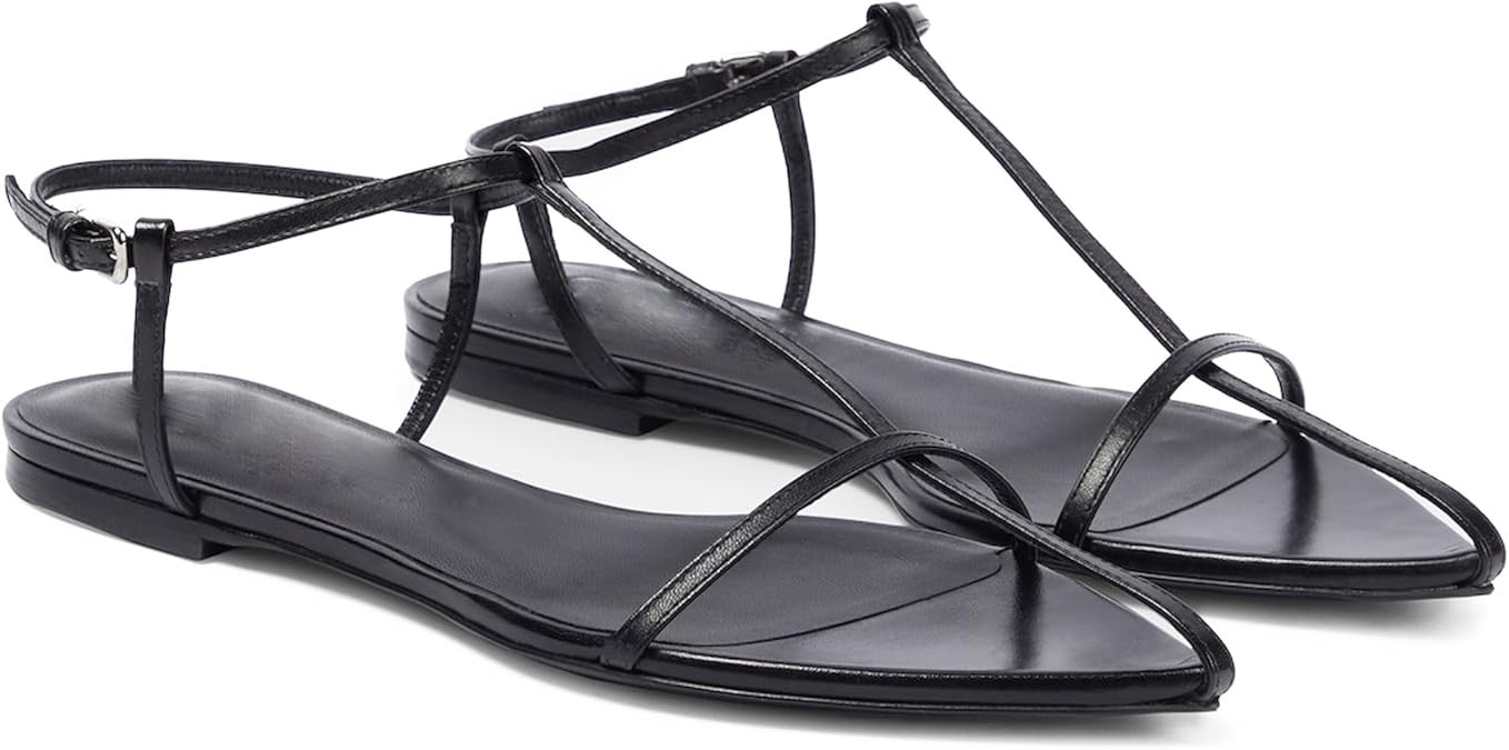Molozoey Flat Sandals for Women with Metal Buckle Ankle Strappy Ladies Fashion Slide Sandals Comf... | Amazon (US)