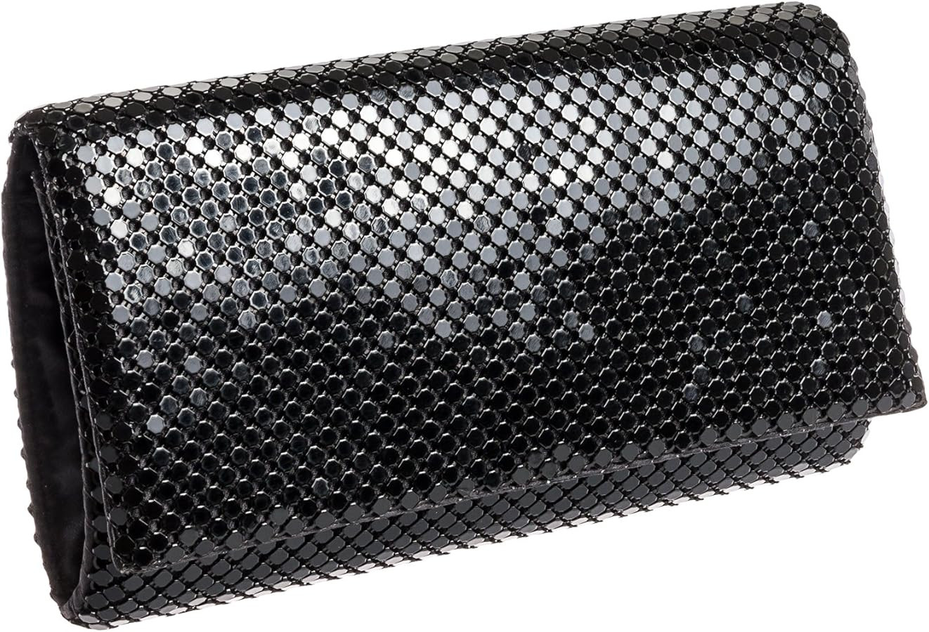 Jessica McClintock Metal Mesh Roll Evening Bag Clutch Purse (4.5" x 7.5" x 2", Shoulder Chain Inc... | Amazon (US)