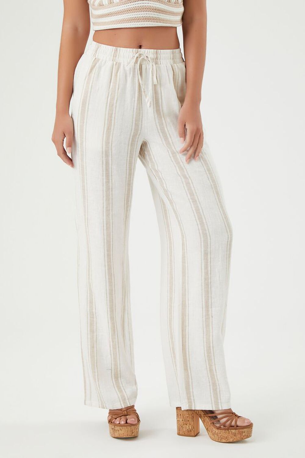 Linen-Blend Striped Wide-Leg Pants | Forever 21 (US)