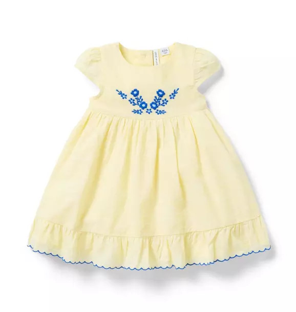 Janie and Jack | Baby Embroidered Floral Dress - Yellow / 0-3m | Janie and Jack
